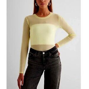 NWT Express Mesh Crew Neck Long Sleeve Bodysuit Size Small
